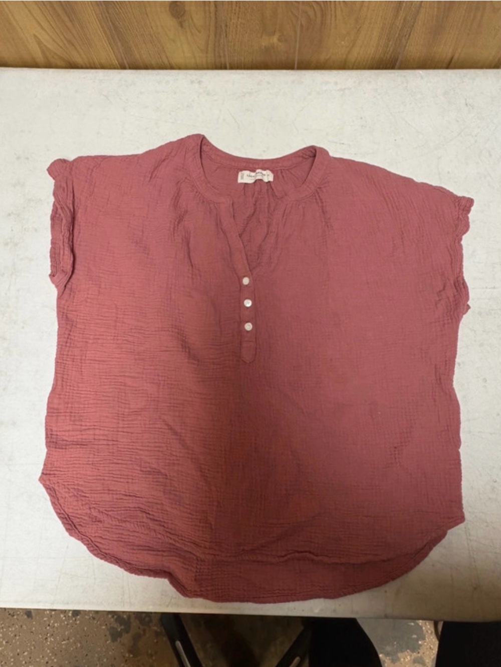 Lucky Brand Rose Mauve Gauze Button-Front Top